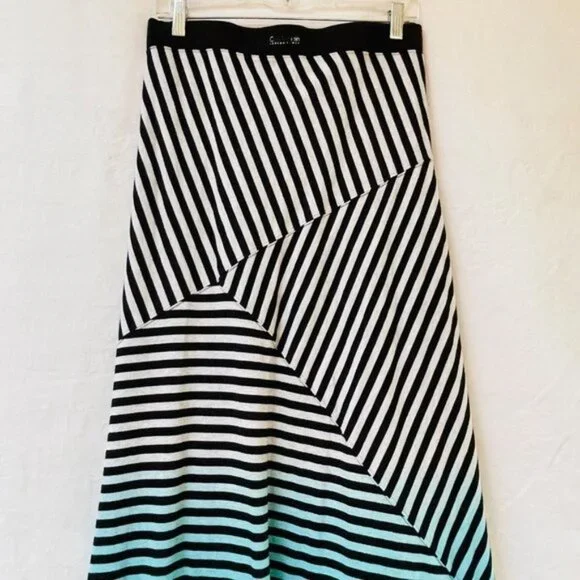 Calvin Klein Maxi Skirt Womens Small Stripes Quick Dry Festival Patchwork - Picture 2 of 10